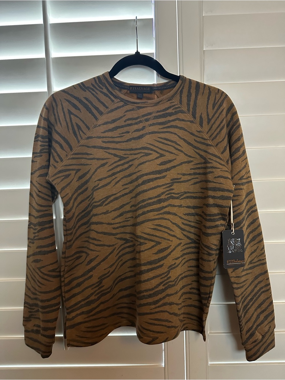 P.J. Salvage Brown & Dark Brown Zebra-Stripe Pullover